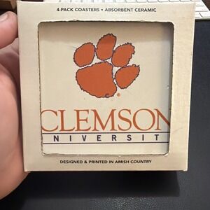 CLEMSON University Tigers NCAA Set of 4 Stone And Cork Coasters Brand New